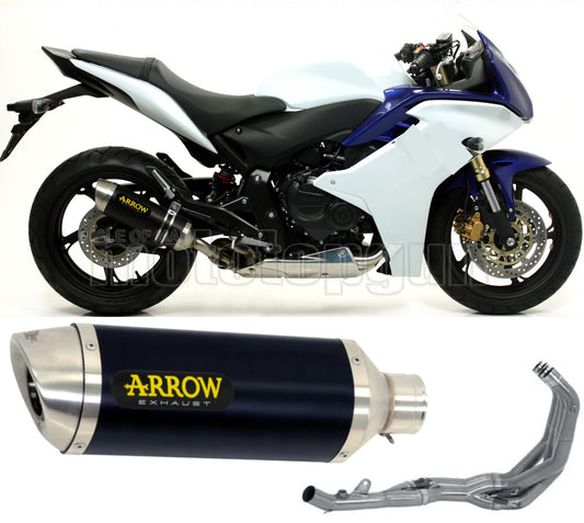 SCARICO COMPLETO OMOLOGATO OPEN ARROW THUNDER IN ALLUMINIO NERO CON FONDELLO IN INOX COMPATIBILE CON HONDA CBR 600 F 11/13