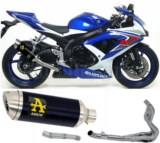 SCARICO COMPLETO OMOLOGATO OPEN ARROW THUNDER IN ALLUMINIO NERO CON FONDELLO IN INOX COMPATIBILE CON SUZUKI GSX-R 600 IE 08/10