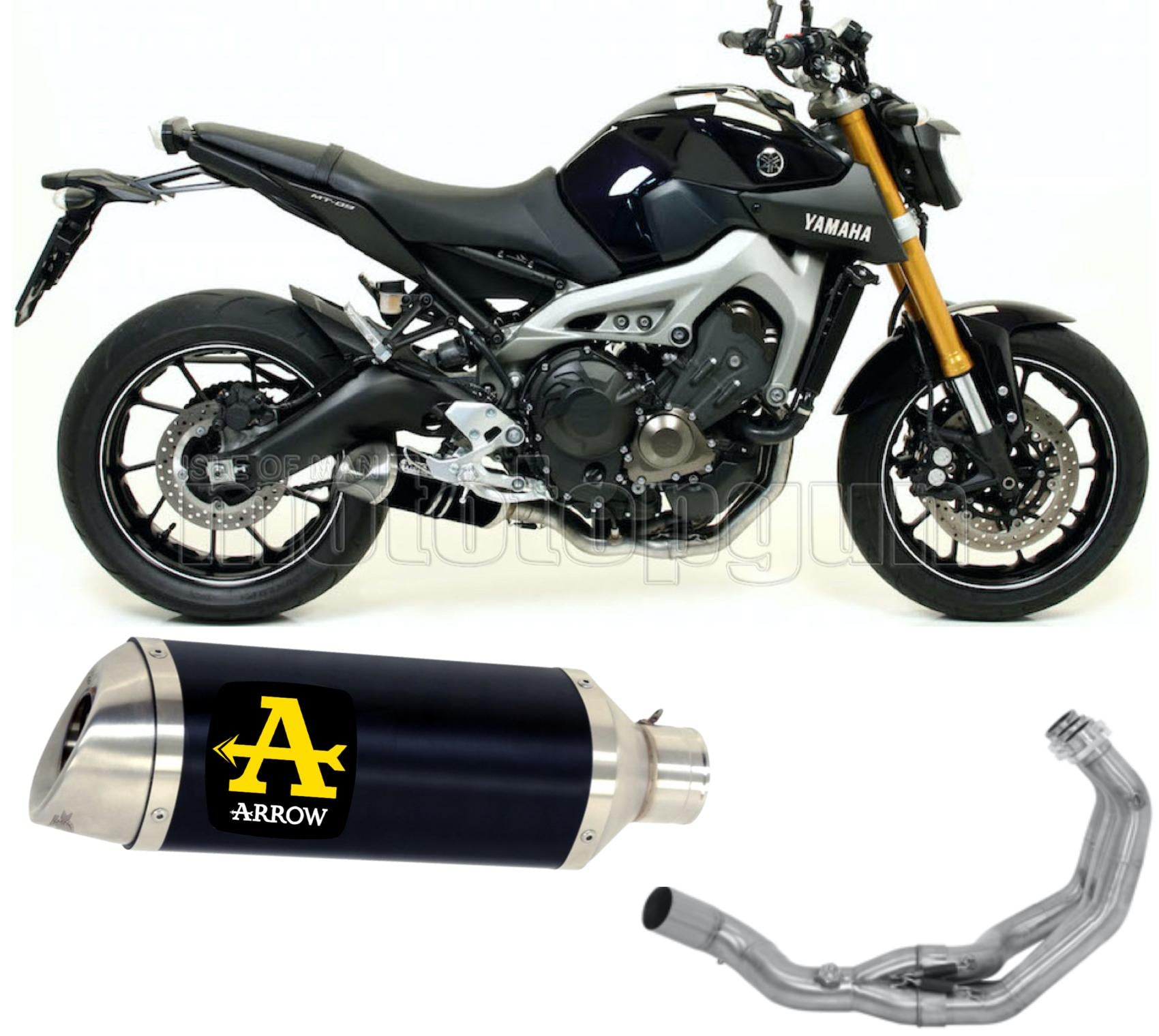 SCARICO COMPLETO OMOLOGATO OPEN ARROW THUNDER IN ALLUMINIO NERO CON FONDELLO IN INOX COMPATIBILE CON YAMAHA MT09 MT-09 13/20