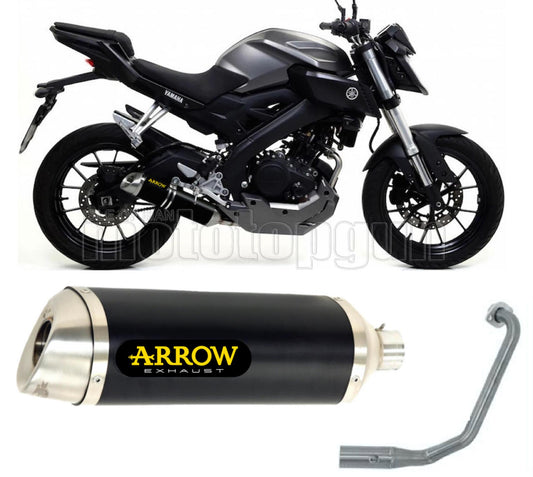 COLLETTORE OPEN ARROW THUNDER IN ALLUMINIO NERO CON FONDELLO IN INOX COMPATIBILE CON YAMAHA MT125 MT-125 2020