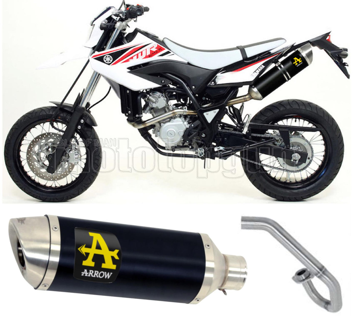 COLLETTORE OPEN ARROW THUNDER IN ALLUMINIO NERO CON FONDELLO IN INOX COMPATIBILE CON YAMAHA WR 125 R 09/12
