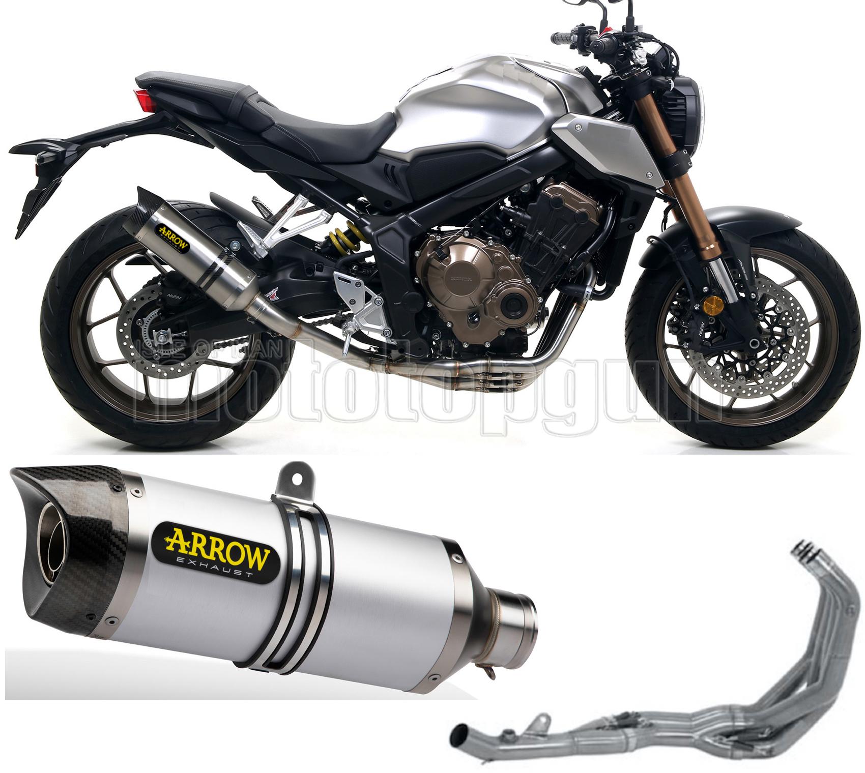 SCARICO OMOLOGATO OPEN DOPPIO TERMINALE ARROW THUNDER IN TITANIO CON FONDELLO IN CARBY COMPATIBILE CON HONDA CB 650 R 19/22