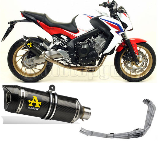 SCARICO OMOLOGATO CATALIZZATO DIAMETRO 60 ARROW THUNDER IN CARBONIO CON FONDELLO IN CARBY COMPATIBILE CON HONDA CB 650 F 14/18