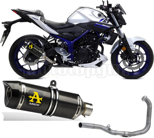 SCARICO OMOLOGATO CATALIZZATO ARROW THUNDER IN CARBONIO CON FONDELLO IN CARBY COMPATIBILE CON YAMAHA MT03 MT-03 18/19