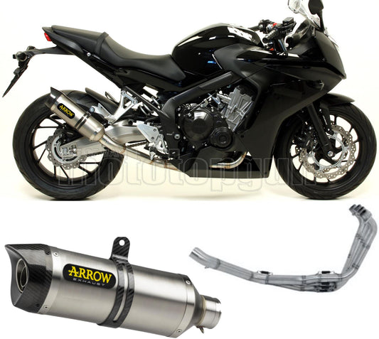 SCARICO OMOLOGATO CATALIZZATO DIAMETRO 60 ARROW THUNDER IN ALLUMINIO CON FONDELLO IN CARBY COMPATIBILE CON HONDA CBR 650 F 14/18