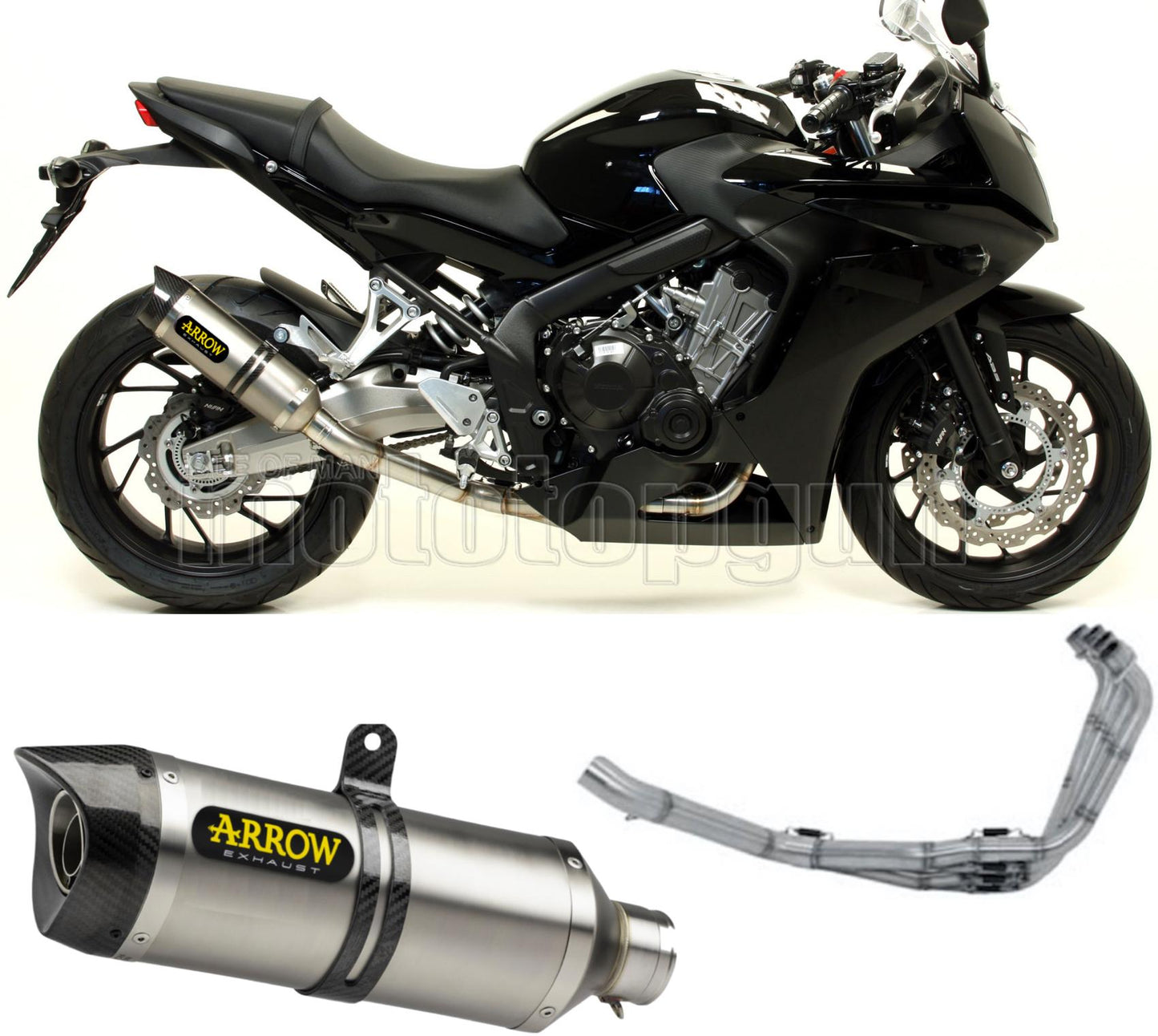 SCARICO OMOLOGATO CATALIZZATO DIAMETRO 60 ARROW THUNDER IN ALLUMINIO CON FONDELLO IN CARBY COMPATIBILE CON HONDA CBR 650 F 14/18