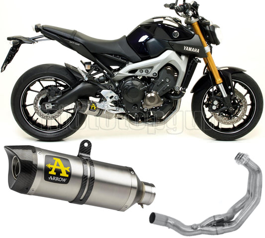 SCARICO COMPLETO OMOLOGATO OPEN ARROW THUNDER IN ALLUMINIO CON FONDELLO IN CARBY COMPATIBILE CON YAMAHA MT09 MT-09 13/20