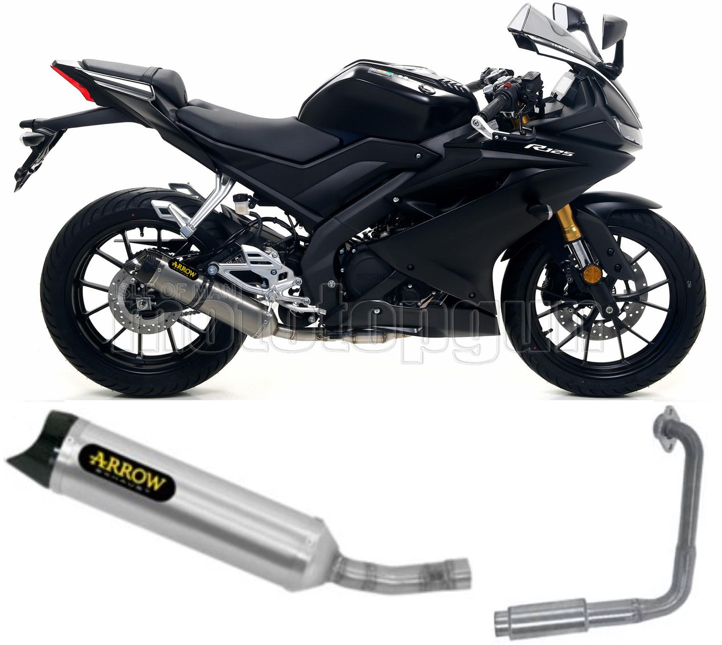 COLLETTORE OPEN ARROW THUNDER IN ALLUMINIO CON FONDELLO IN CARBY COMPATIBILE CON YAMAHA YZF R125 R-125 19/20