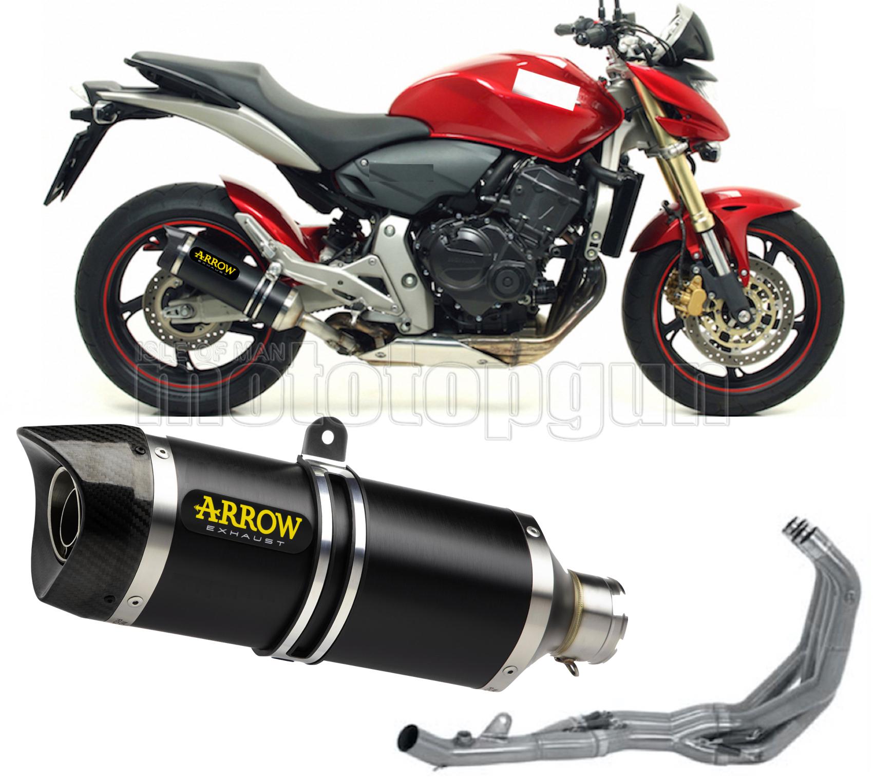 SCARICO COMPLETO OMOLOGATO OPEN ARROW THUNDER IN ALLUMINIO NERO CON FONDELLO IN CARBY COMPATIBILE CON HONDA CB 600 F HORNET 07/13