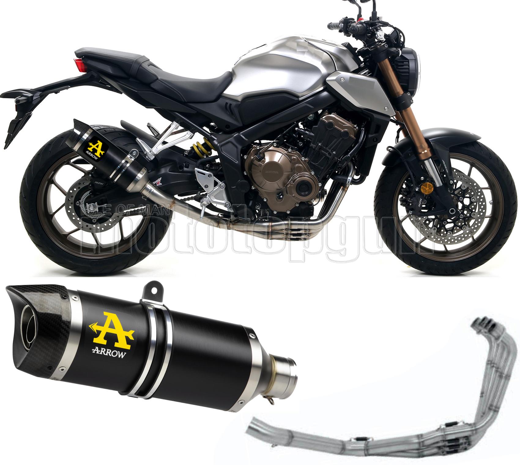 SCARICO OMOLOGATO ARROW THUNDER IN ALLUMINIO NERO CON FONDELLO IN CARBY COMPATIBILE CON HONDA CB 650 R 19/22