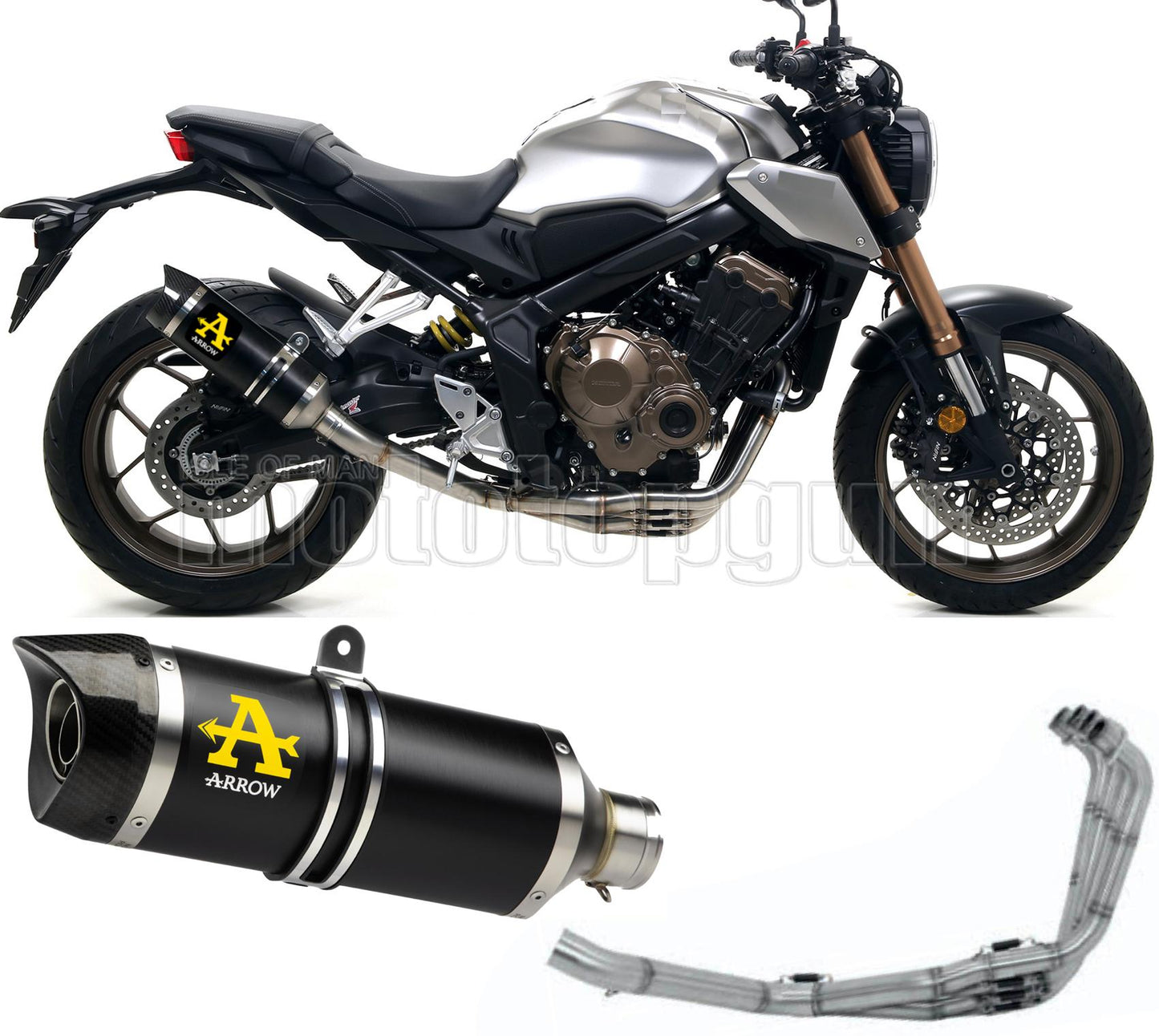 SCARICO OMOLOGATO ARROW THUNDER IN ALLUMINIO NERO CON FONDELLO IN CARBY COMPATIBILE CON HONDA CB 650 R 19/22