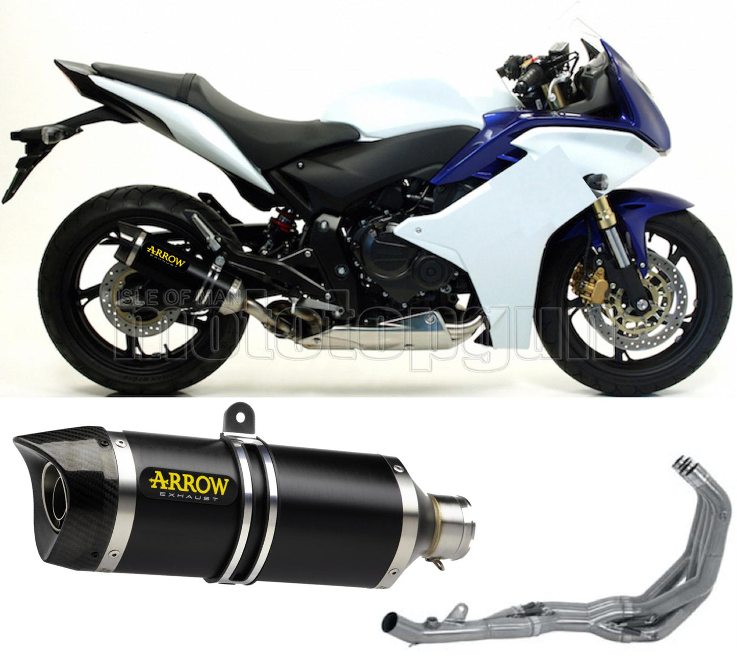 SCARICO COMPLETO OMOLOGATO OPEN ARROW THUNDER IN ALLUMINIO NERO CON FONDELLO IN CARBY COMPATIBILE CON HONDA CBR 600 F 11/13