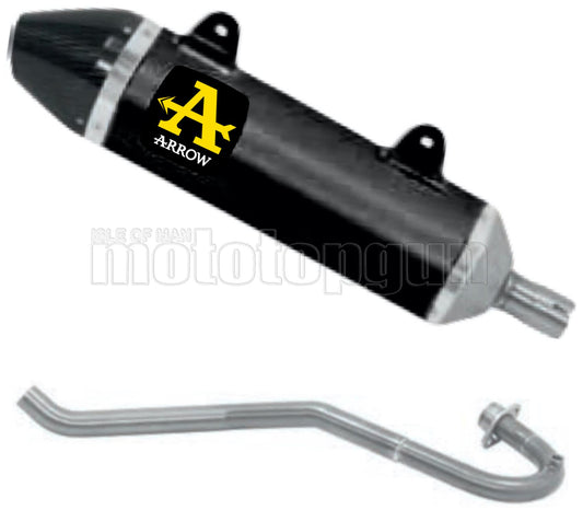 COLLETTORE OPEN ARROW THUNDER IN ALLUMINIO NERO CON FONDELLO IN CARBY COMPATIBILE CON MALAGUTI XSM 125 4T 19/20