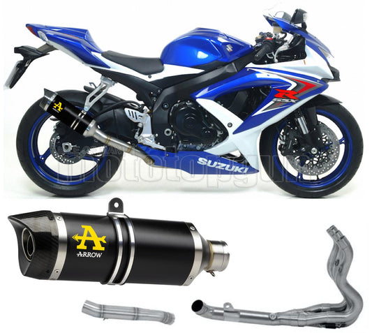 SCARICO COMPLETO OMOLOGATO OPEN ARROW THUNDER IN ALLUMINIO NERO CON FONDELLO IN CARBY COMPATIBILE CON SUZUKI GSX-R 600 IE 08/10