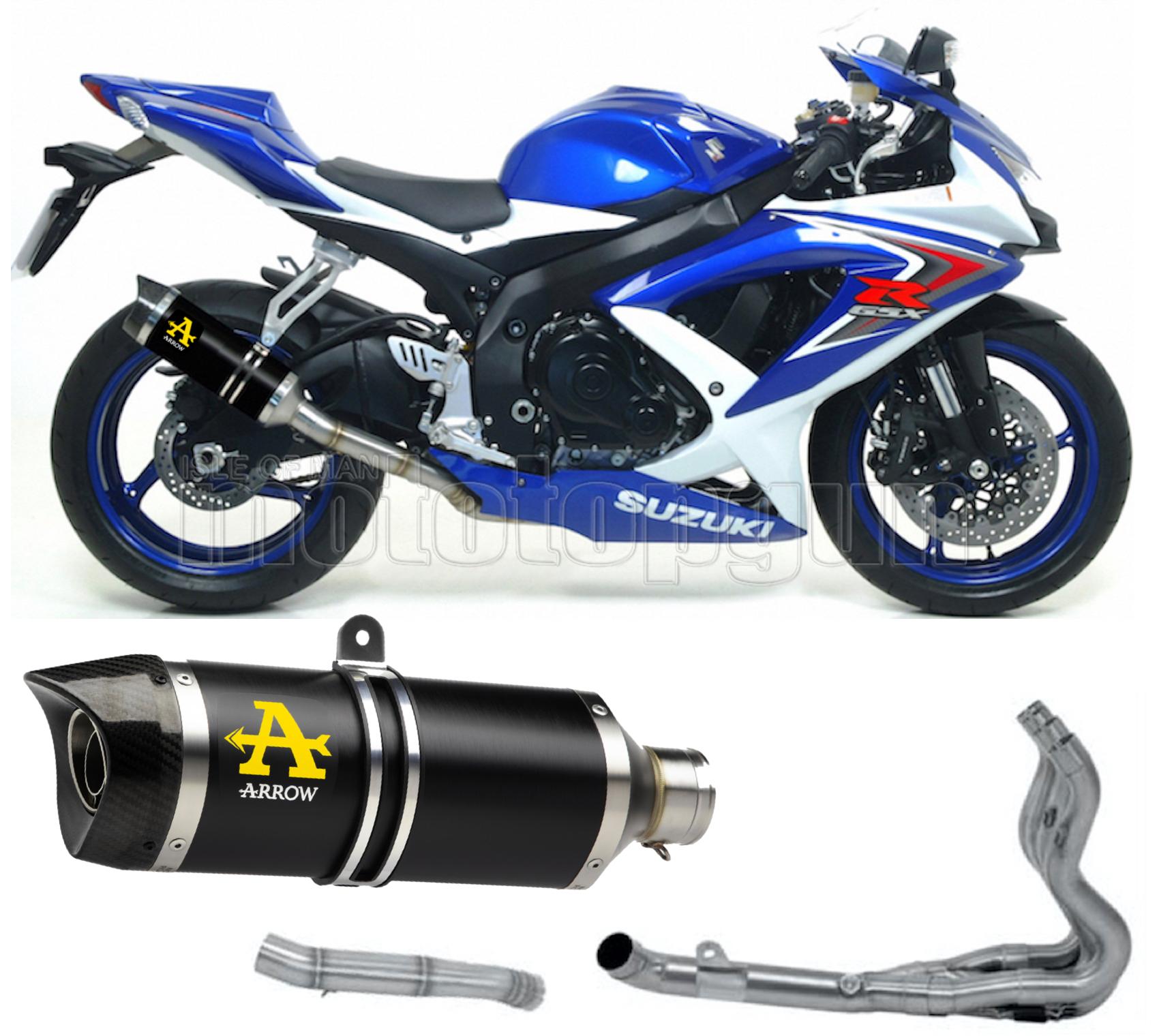 SCARICO COMPLETO OMOLOGATO OPEN ARROW THUNDER IN ALLUMINIO NERO CON FONDELLO IN CARBY COMPATIBILE CON SUZUKI GSX-R 750 IE 08/10