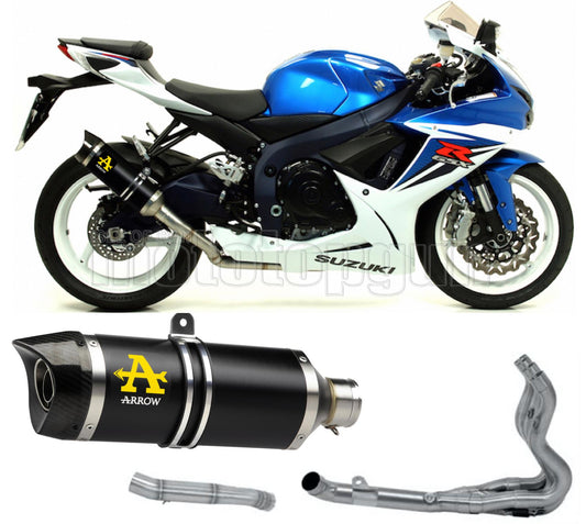 SCARICO COMPLETO OMOLOGATO OPEN ARROW THUNDER IN ALLUMINIO NERO CON FONDELLO IN CARBY COMPATIBILE CON SUZUKI GSX-R 750 IE 11/16