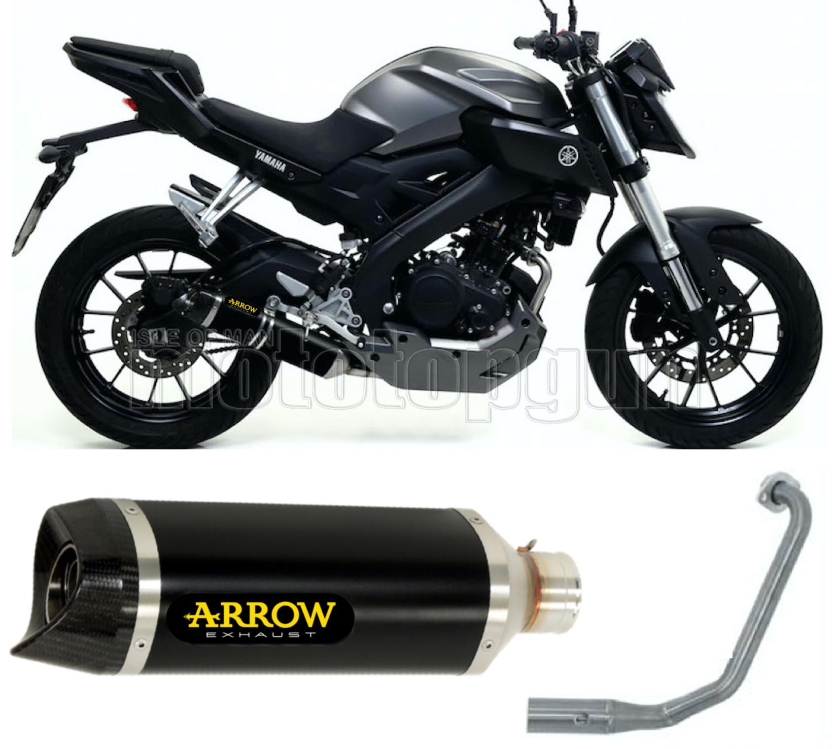 SCARICO OMOLOGATO ARROW THUNDER IN ALLUMINIO NERO CON FONDELLO IN CARBY COMPATIBILE CON YAMAHA MT125 MT-125 14/19