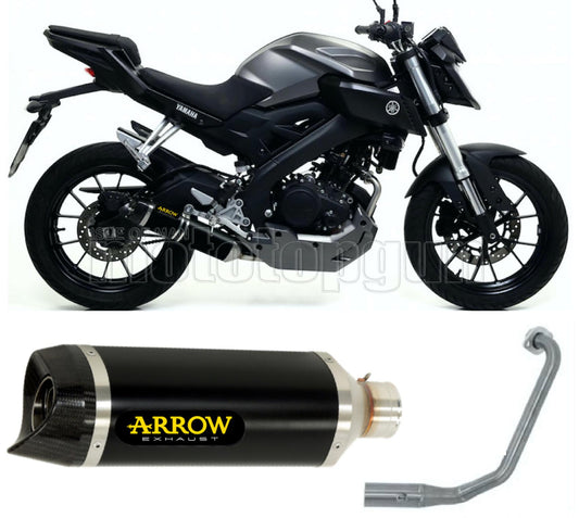 SCARICO OMOLOGATO ARROW THUNDER IN ALLUMINIO NERO CON FONDELLO IN CARBY COMPATIBILE CON YAMAHA MT125 MT-125 14/19