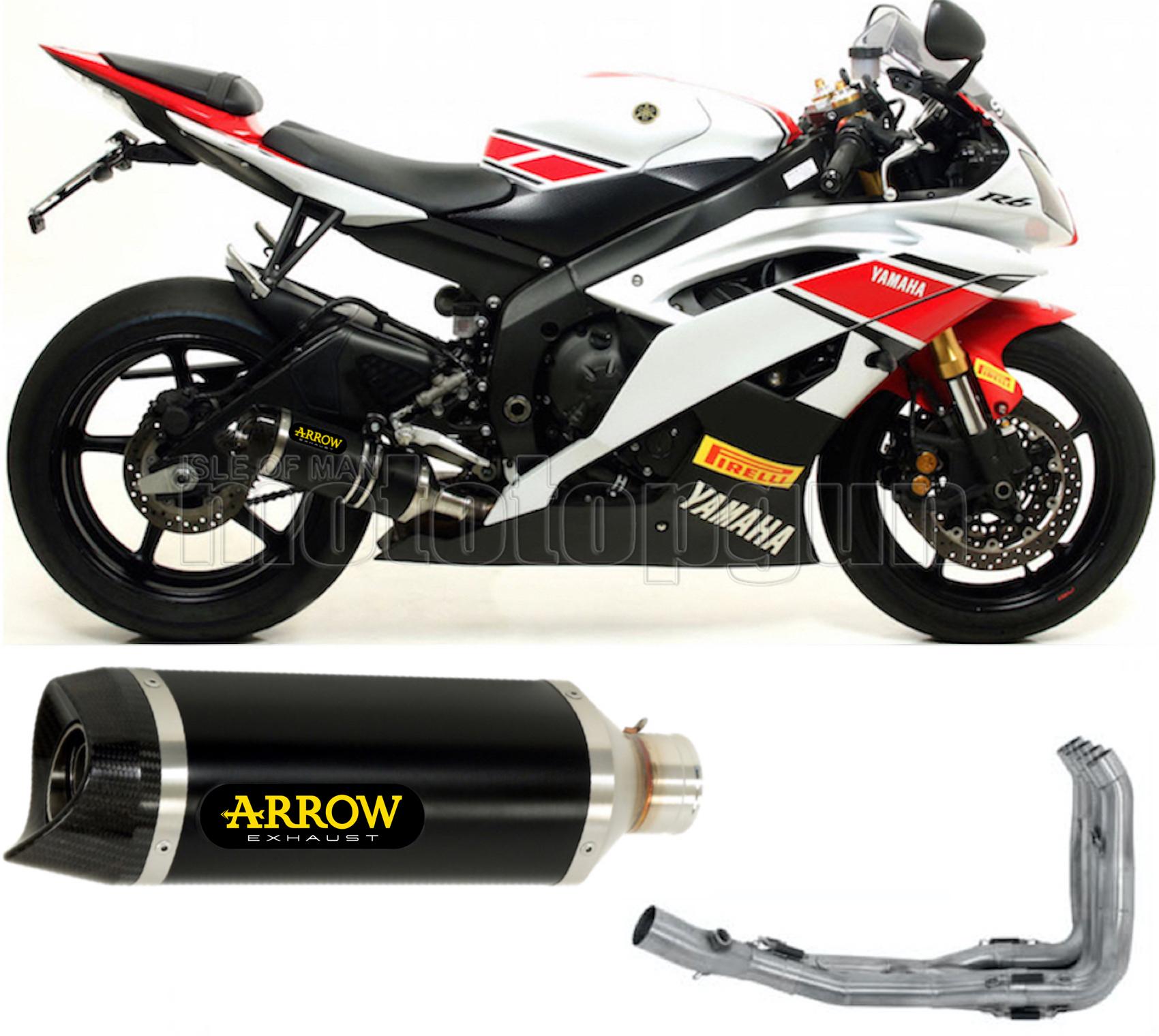 SCARICO COMPLETO OMOLOGATO OPEN CORTO ARROW THUNDER IN ALLUMINIO NERO CON FONDELLO IN CARBY COMPATIBILE CON YAMAHA YZF 600 R6 12/16