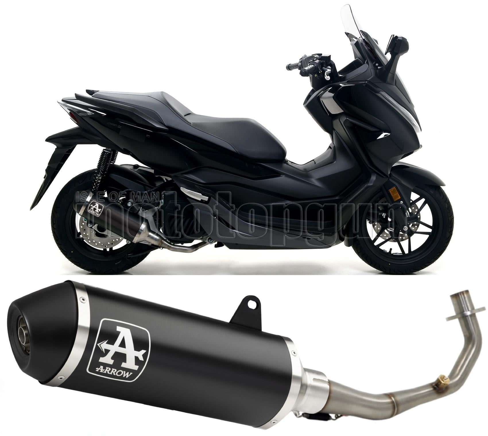 COLLETTORE ARROW URBAN IN ALLUMINIO NERO CON FONDELLO IN INOX NERO COMPATIBILE CON HONDA FORZA 125 15/16