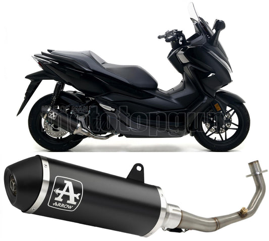 COLLETTORE ARROW URBAN IN ALLUMINIO NERO CON FONDELLO IN INOX NERO COMPATIBILE CON HONDA FORZA 125 15/16