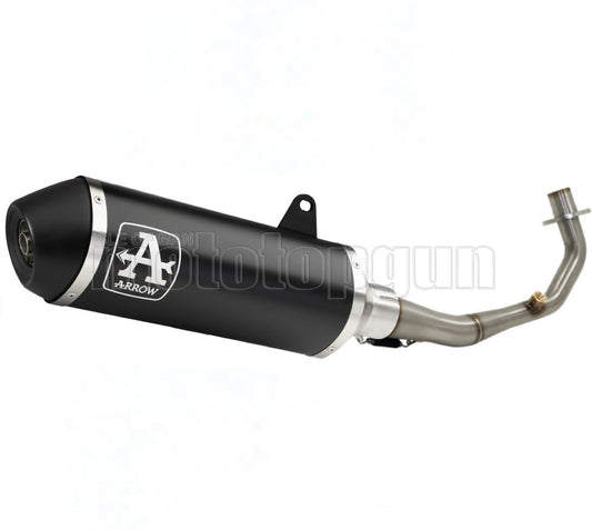 RACCORDO OPEN ARROW URBAN IN ALLUMINIO NERO CON FONDELLO IN INOX NERO COMPATIBILE CON PIAGGIO VESPA GTS 125 IE 17/18