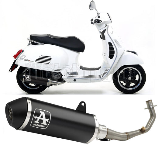 COLLETTORE ARROW URBAN IN ALLUMINIO NERO CON FONDELLO IN INOX NERO COMPATIBILE CON PIAGGIO VESPA GTS 300 08/16