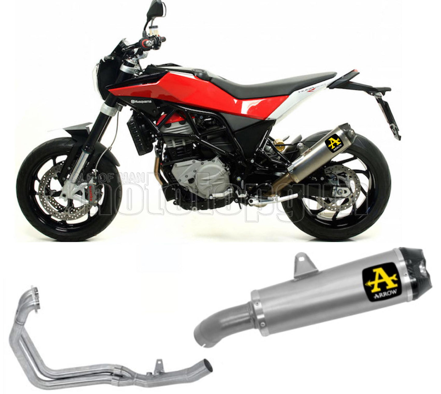 SCARICO COMPLETO OMOLOGATO OPEN ARROW WORKS IN TITANIO CON FONDELLO IN CARBY COMPATIBILE CON HUSQVARNA NUDA 900 12/13