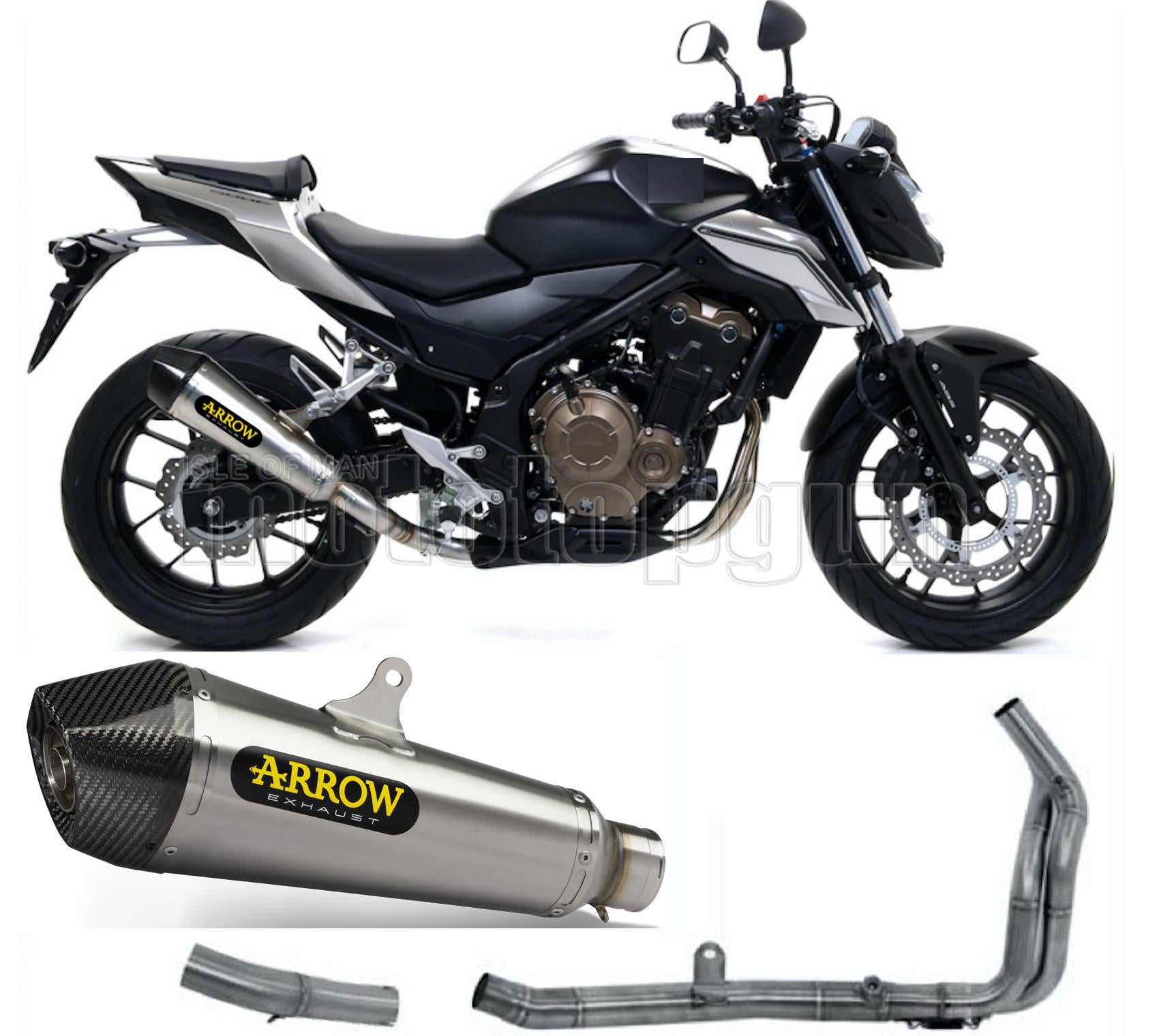 SCARICO COMPLETO OMOLOGATO OPEN ARROW X-KONE IN NICHROM CON FONDELLO IN CARBY COMPATIBILE CON HONDA CB 500 F 16/18