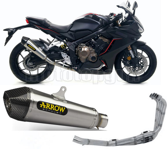 SCARICO OMOLOGATO OPEN DOPPIO TERMINALE ARROW X-KONE IN NICHROM CON FONDELLO IN CARBY COMPATIBILE CON HONDA CBR 650 R 19/22