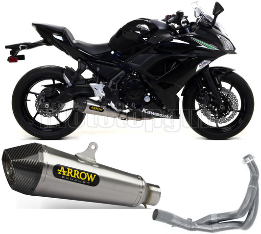SCARICO OMOLOGATO CATALIZZATO ARROW X-KONE IN NICHROM CON FONDELLO IN CARBY COMPATIBILE CON KAWASAKI NINJA 650 17/20