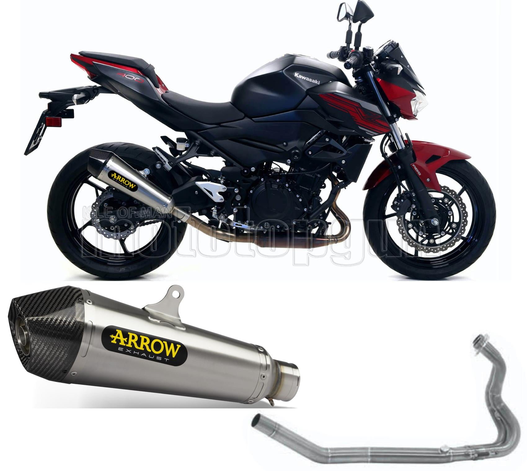 SCARICO OMOLOGATO ARROW X-KONE IN NICHROM CON FONDELLO IN CARBY COMPATIBILE CON KAWASAKI Z400 Z-400 19/20