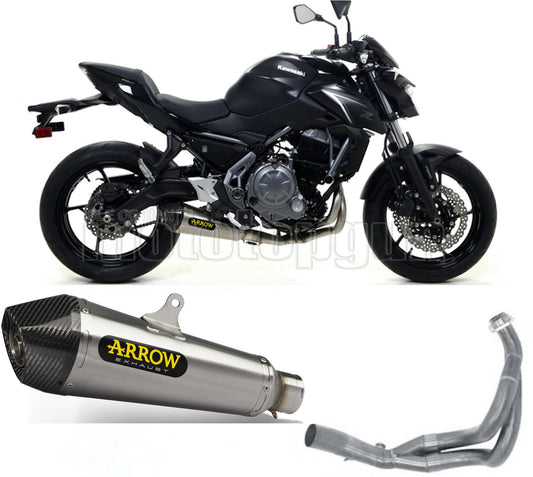 SCARICO OMOLOGATO CATALIZZATO ARROW X-KONE IN NICHROM CON FONDELLO IN CARBY COMPATIBILE CON KAWASAKI Z650 Z-650 17/20