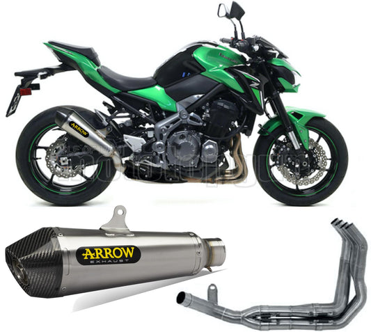 SCARICO OMOLOGATO DOPPIO TERMINALE ARROW X-KONE IN NICHROM CON FONDELLO IN CARBY COMPATIBILE CON KAWASAKI Z900 Z-900 17/19