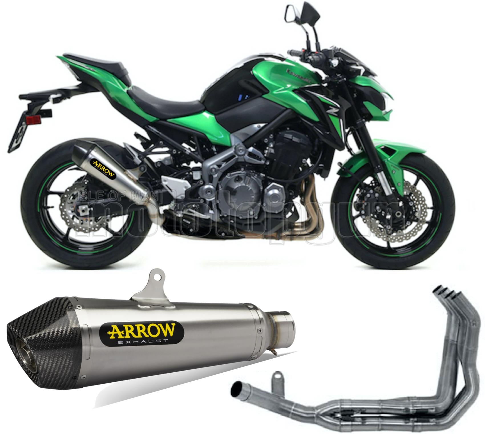 SCARICO OMOLOGATO DOPPIO TERMINALE ARROW X-KONE IN NICHROM CON FONDELLO IN CARBY COMPATIBILE CON KAWASAKI Z900 Z-900 17/19
