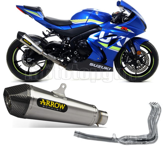 SCARICO OMOLOGATO DOPPIO TERMINALE ARROW X-KONE IN NICHROM CON FONDELLO IN CARBY COMPATIBILE CON SUZUKI GSX-R 1000 R 17/20