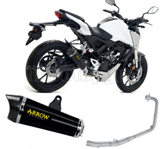 COLLETTORE OPEN ARROW X-KONE IN NICHROM NERO CON FONDELLO IN CARBY COMPATIBILE CON HONDA CB 125 R 18/20