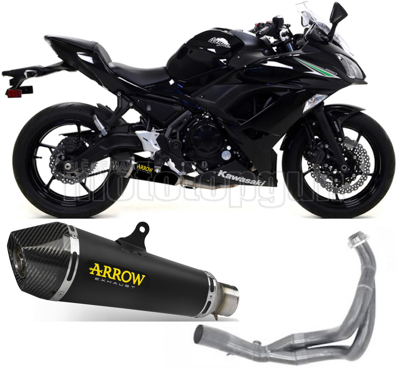 SCARICO OMOLOGATO CATALIZZATO ARROW X-KONE IN NICHROM NERO CON FONDELLO IN CARBY COMPATIBILE CON KAWASAKI NINJA 650 17/20