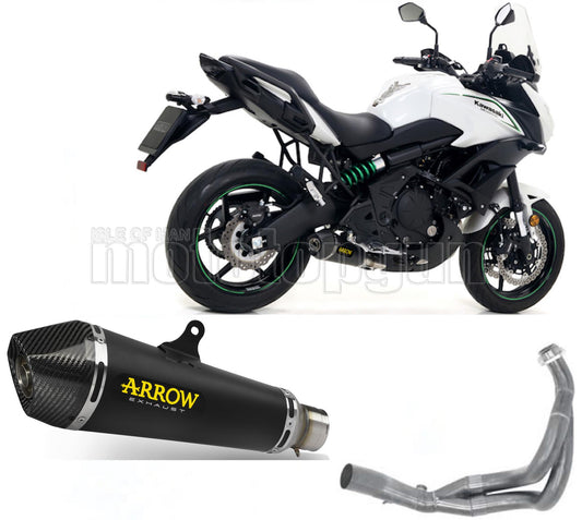 SCARICO OMOLOGATO CATALIZZATO ARROW X-KONE IN NICHROM NERO CON FONDELLO IN CARBY COMPATIBILE CON KAWASAKI VERSYS 650 17/22