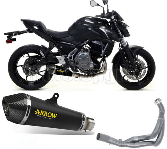 SCARICO OMOLOGATO CATALIZZATO ARROW X-KONE IN NICHROM NERO CON FONDELLO IN CARBY COMPATIBILE CON KAWASAKI Z650 Z-650 17/20