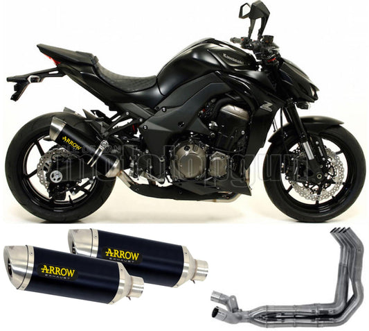 SCARICO COMPLETO OMOLOGATO OPEN ARROW THUNDER IN ALLUMINIO NERO CON FONDELLO IN INOX COMPATIBILE CON KAWASAKI Z1000 Z-1000 14/16