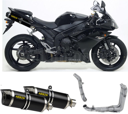 SCARICO COMPLETO OMOLOGATO OPEN ARROW THUNDER IN ALLUMINIO NERO CON FONDELLO IN CARBY COMPATIBILE CON YAMAHA YZF 1000 R1 07/08