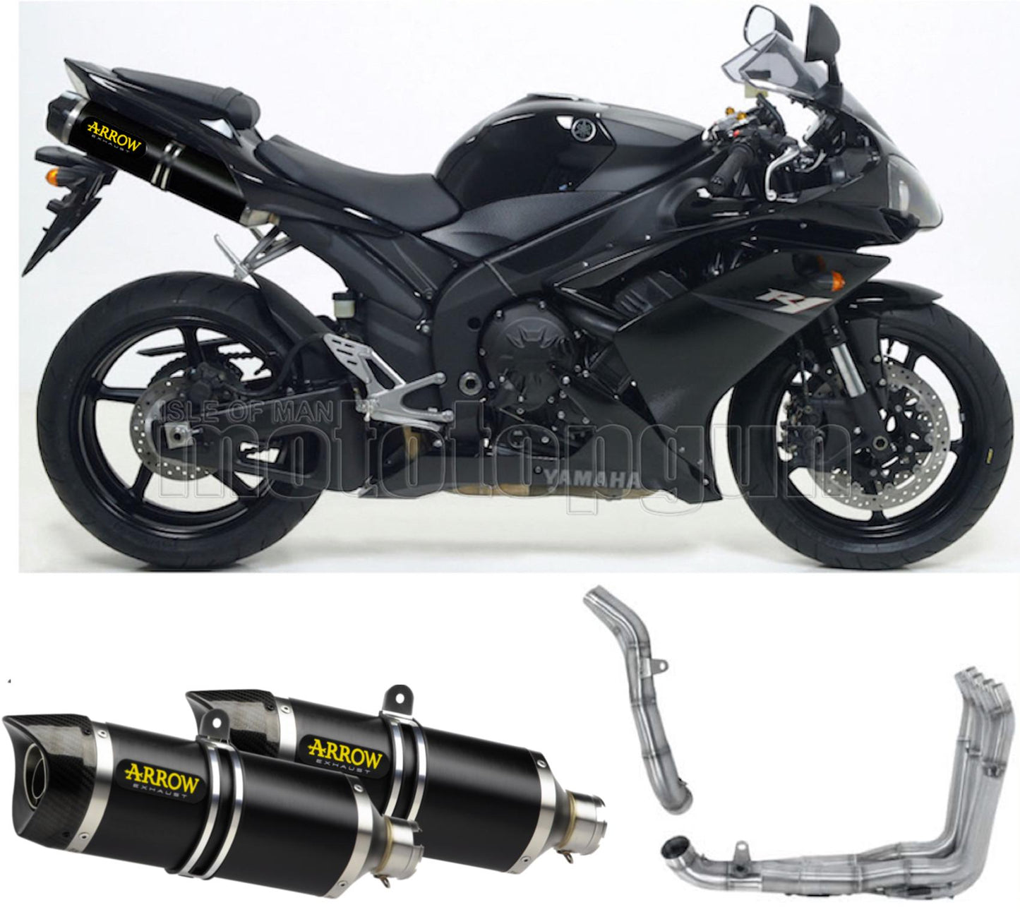SCARICO COMPLETO OMOLOGATO OPEN ARROW THUNDER IN ALLUMINIO NERO CON FONDELLO IN CARBY COMPATIBILE CON YAMAHA YZF 1000 R1 07/08