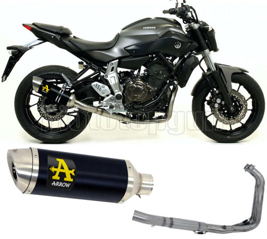 SCARICO COMPLETO OMOLOGATO OPEN ARROW THUNDER IN ALLUMINIO NERO CON FONDELLO IN INOX COMPATIBILE CON YAMAHA MT07 MT-07 14/20