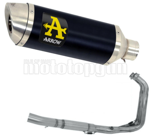SCARICO COMPLETO OMOLOGATO OPEN ARROW THUNDER IN ALLUMINIO NERO CON FONDELLO IN INOX COMPATIBILE CON YAMAHA TRACER 700 16/19