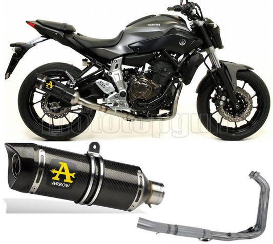 SCARICO COMPLETO OMOLOGATO OPEN ARROW THUNDER IN CARBONIO CON FONDELLO IN CARBY COMPATIBILE CON YAMAHA MT07 MT-07 14/20