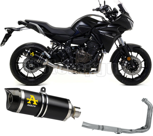 SCARICO COMPLETO OMOLOGATO OPEN ARROW THUNDER IN ALLUMINIO NERO CON FONDELLO IN CARBY COMPATIBILE CON YAMAHA TRACER 700 16/19