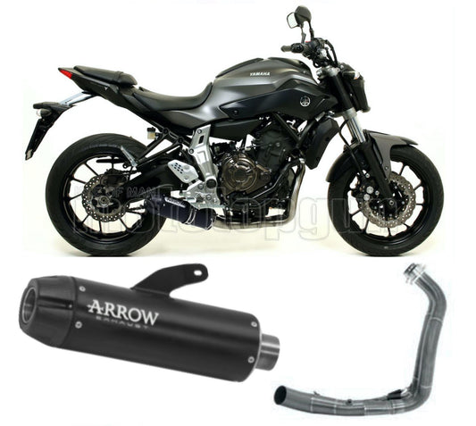 SCARICO OMOLOGATO CATALIZZATO ARROW JET-RACE IN INOX NERO CON FONDELLO IN CARBY COMPATIBILE CON YAMAHA MT07 MT-07 14/20