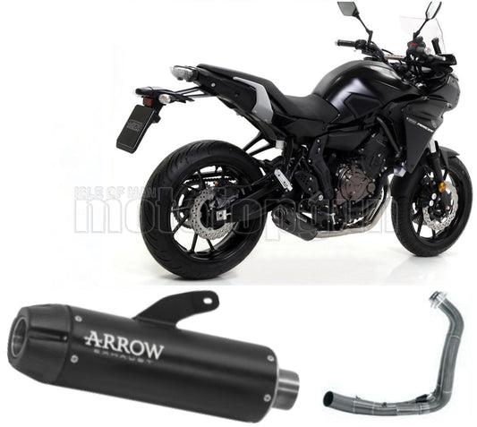SCARICO OMOLOGATO CATALIZZATO ARROW JET-RACE IN INOX NERO CON FONDELLO IN CARBY COMPATIBILE CON YAMAHA TRACER 700 16/19