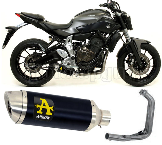 SCARICO COMPLETO OMOLOGATO OPEN ARROW THUNDER IN ALLUMINIO NERO CON FONDELLO IN INOX COMPATIBILE CON YAMAHA MT07 MT-07 14/20